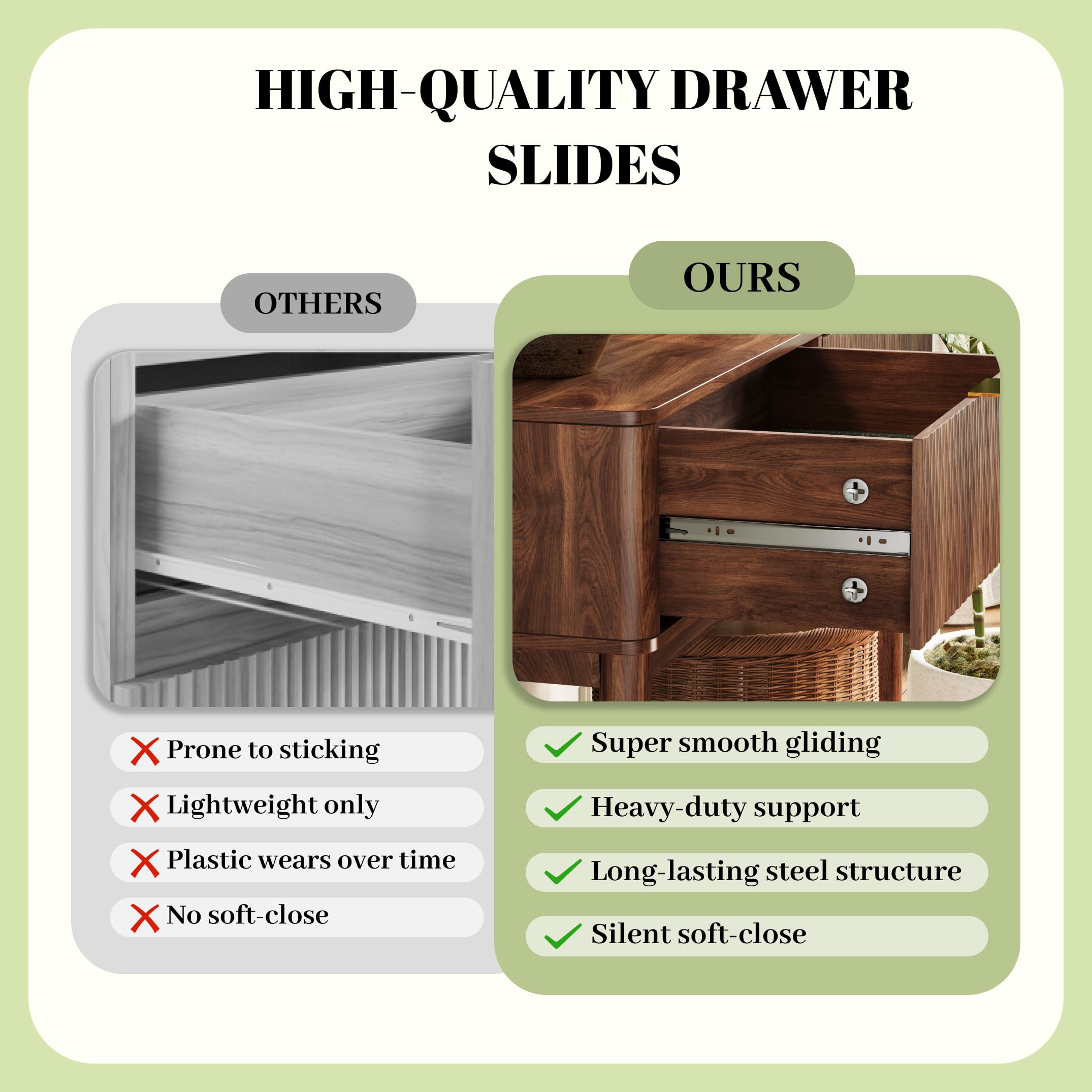 Fluted Console Table with Storage Drawers - Walnut