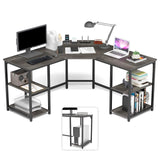 L-Shaped Desk with Shelves, Computer Corner Desk, Home Office Writing Workstation