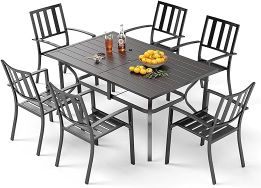 Patio Dining Table Set for 6 Person Bistro Chairs