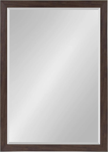 Beatrice Framed Decorative Rectangle Wall Mirror, 22 x 28, Walnut Brown,