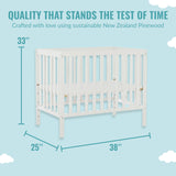 Edgewood 4-In-1 Convertible Mini Crib In White, JPMA Certified, Non-Toxic Finish,