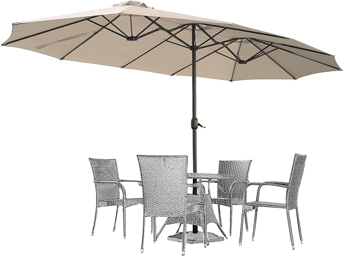 15x9ft Double-Sided Patio Umbrella Outdoor Market Umbrella Large Umbrella