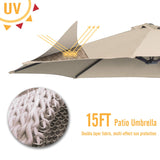 15x9ft Double-Sided Patio Umbrella Outdoor Market Umbrella Large Umbrella