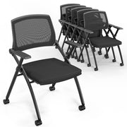 6 Pack Stackable Conference Room Chairs with Wheels, Folding Office Chair