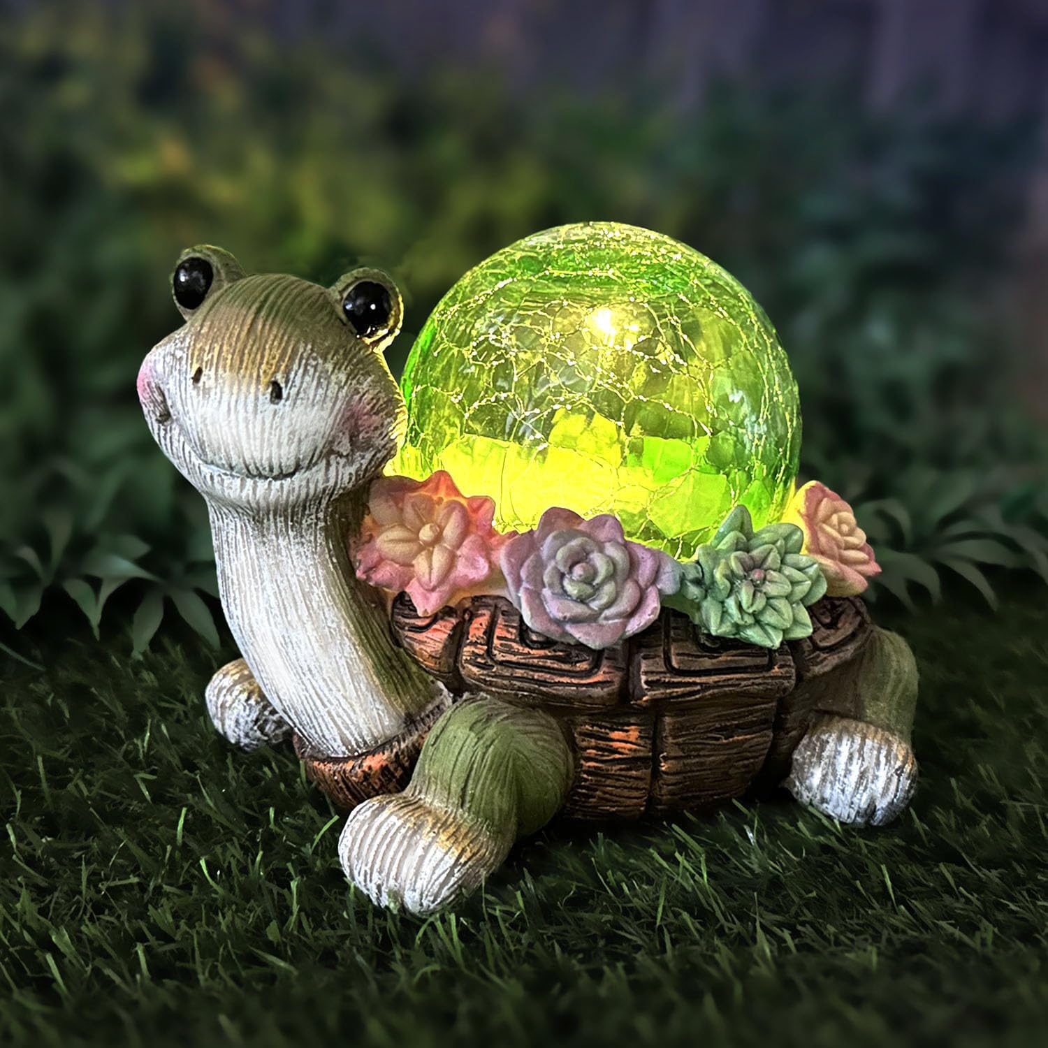 Solar Garden Statues Loving Turtle Garden Decor Lights for Outside