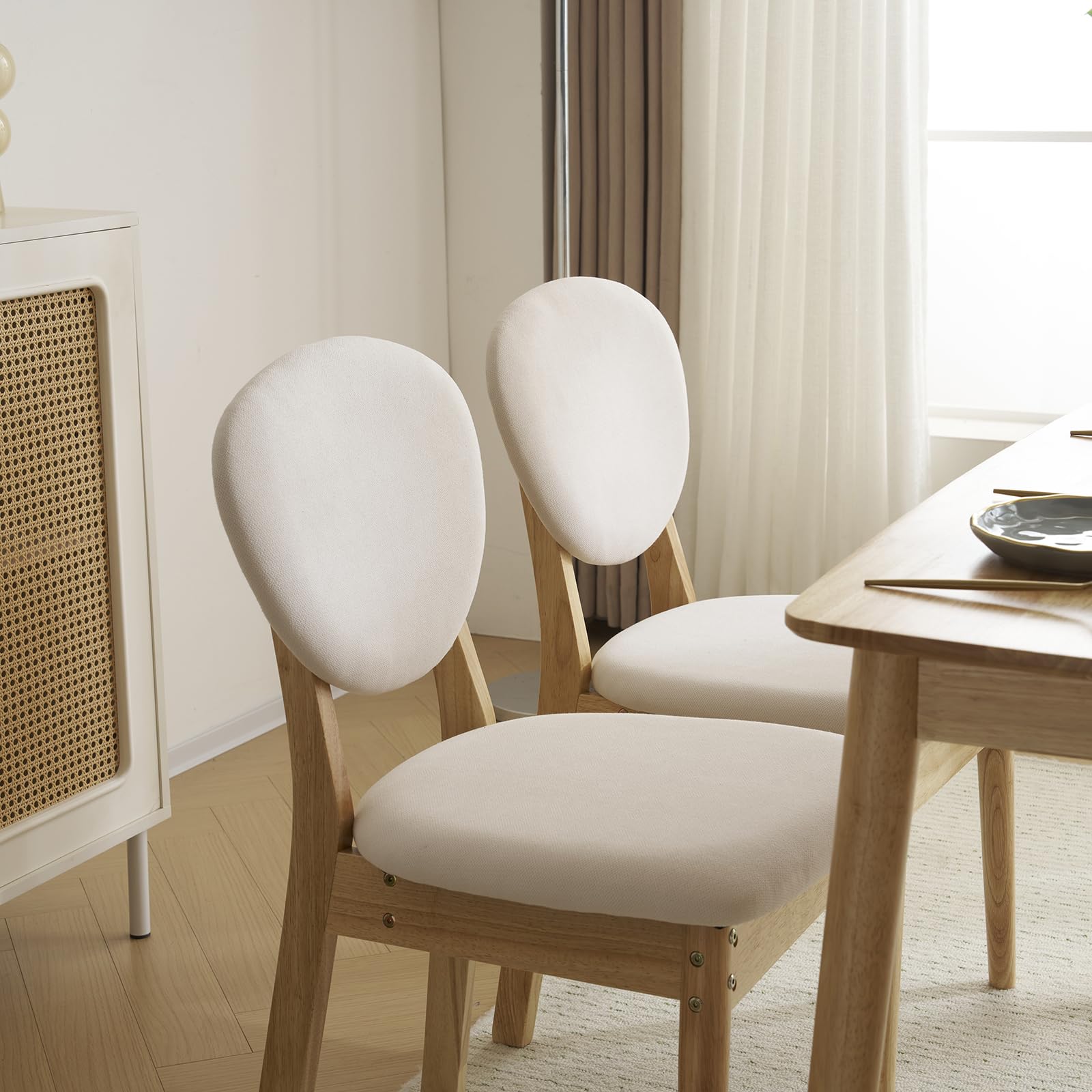 5-Piece Wood Dining Table Set with Upholstered Chairs