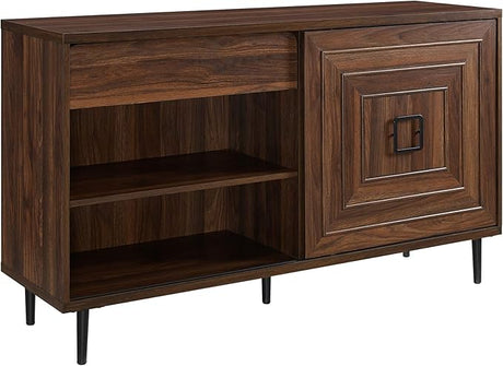 Mid-Century Modern Wood Kitchen Buffet Sideboard-Entryway Serving Storage Cabinet Doors