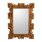 Artisan Handmade Wood Wall Mirror Curl Motif Conacaste from Guatemala Gold Tone
