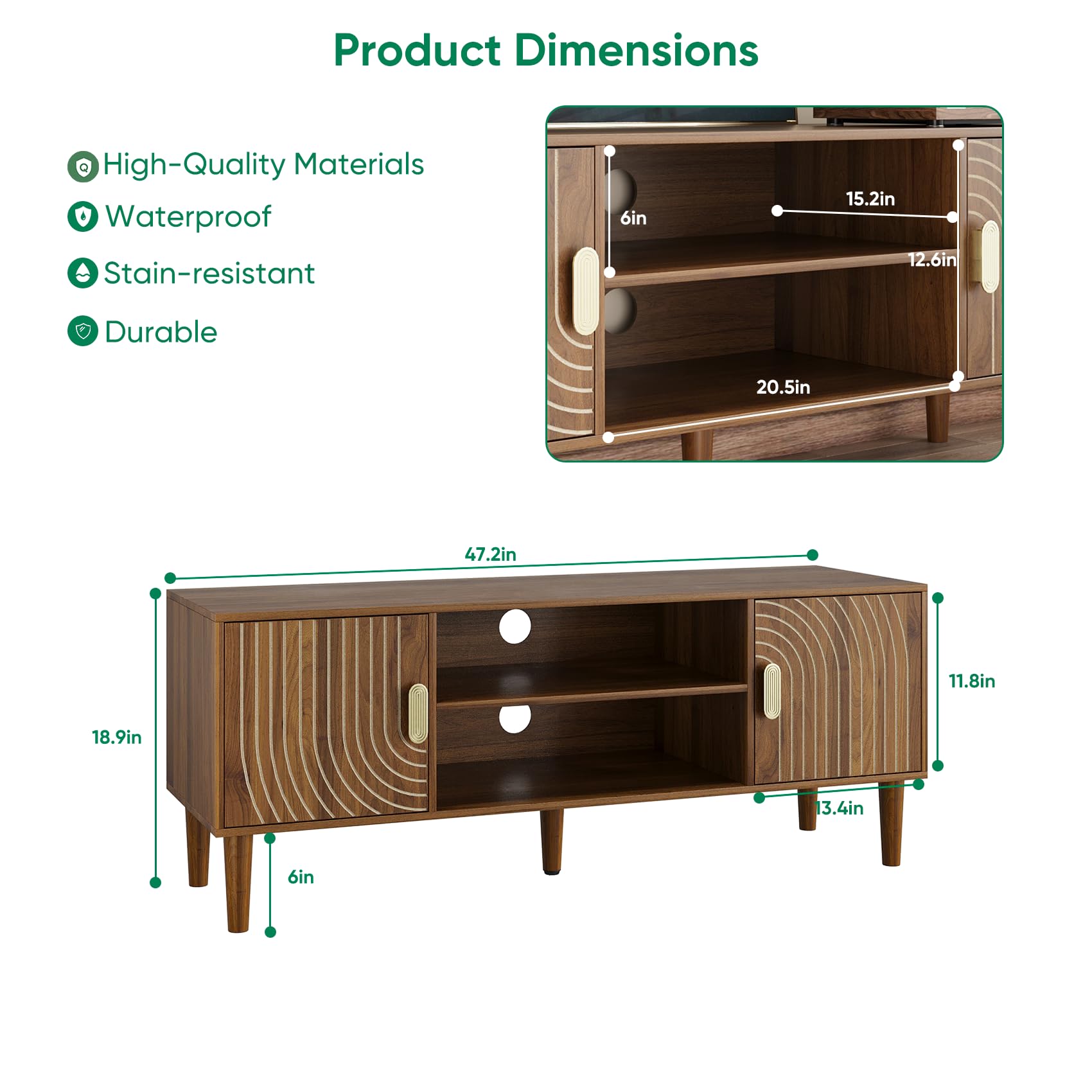 47" TV Stand for TVs up to 55" with Storage