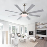 62 inch Ceiling Fans with Lights and Remote Control, Modern Brushed Nickel Ceiling