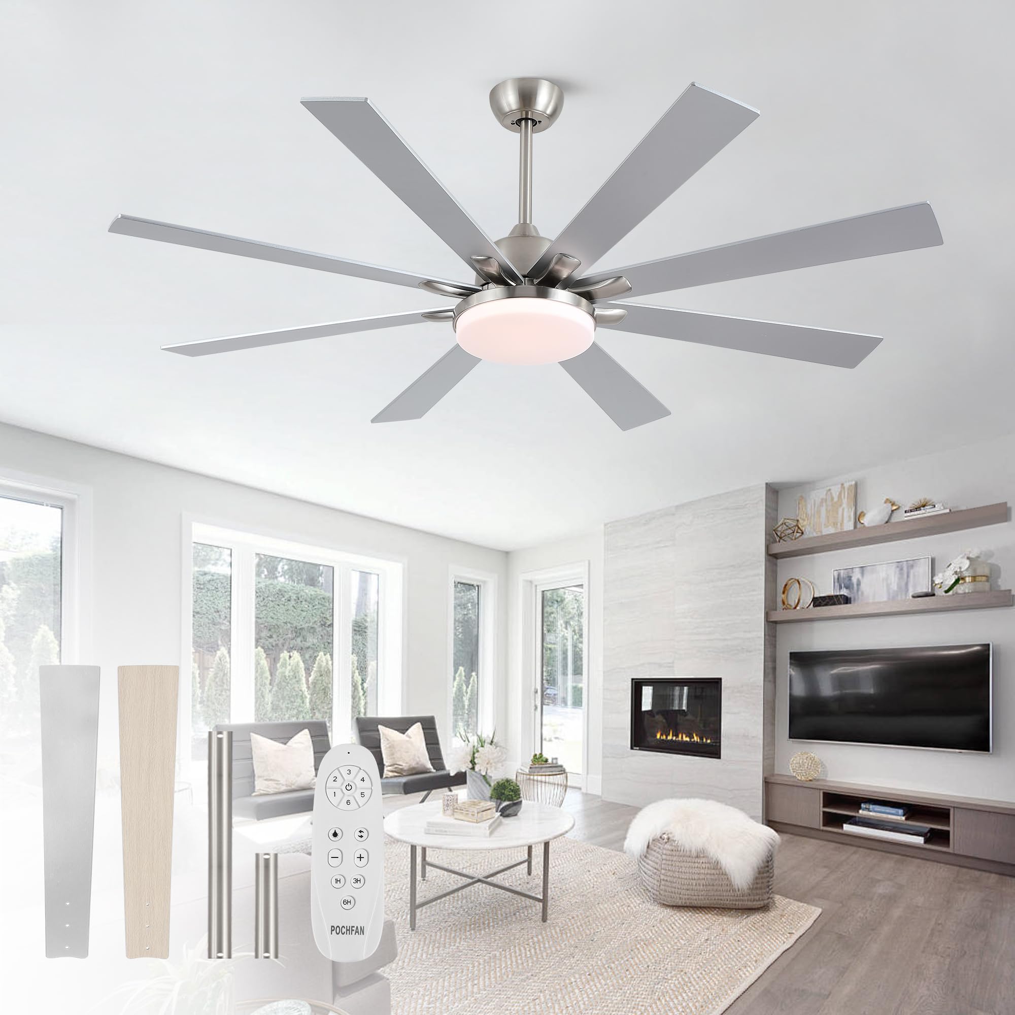 62 inch Ceiling Fans with Lights and Remote Control