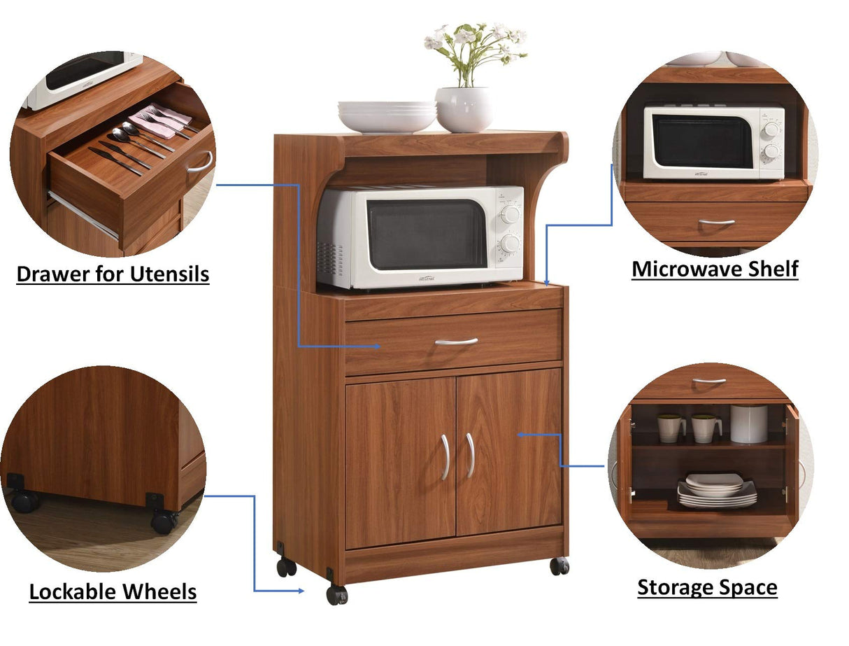 Microwave Kitchen Cart, Cherry