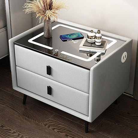 Nightstand with Drawer, Smart Nightstand, Nightstand with Charging Station, Modern