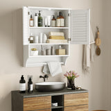 Bathroom Cabinet Wall Mounted - Hanging Medicine Cabinet with 2 Louvered Doors,