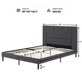 Queen Size Bed Frame Upholstered Platform with Complete Headboard and Strong