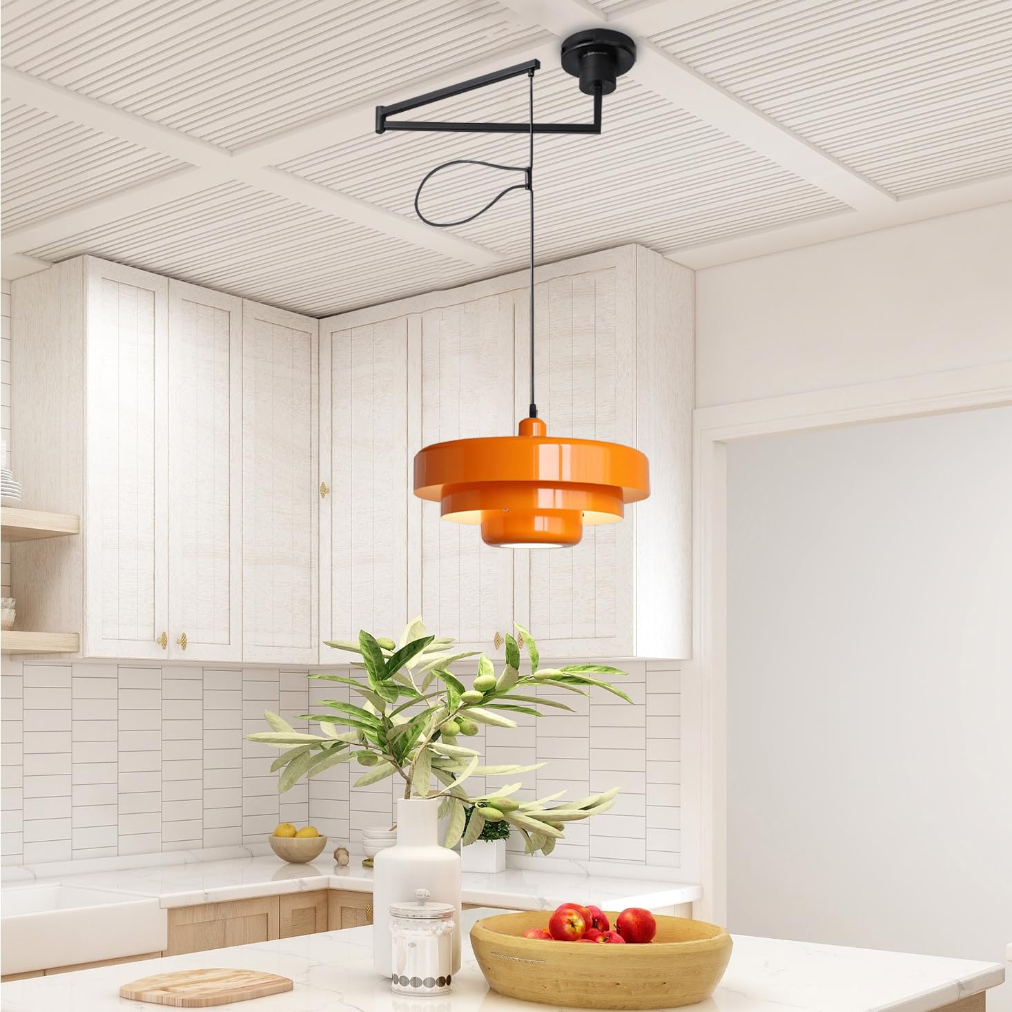 Adjustable Swing Arm Pendant Light - Modern Dome Ceiling Fixture