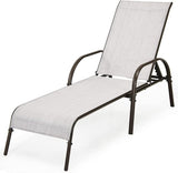 2 Pack Patio Lounge Chair, Outdoor Chaise Lounge with 5 Adjustable Backrest