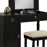 Seraph Featuring Stool and Mirror Black Vanity Set,