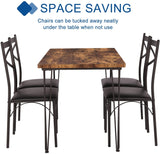 Kitchen Room Table 5-Piece Modern Metal and Wood Rectangular Breakfast Dinette