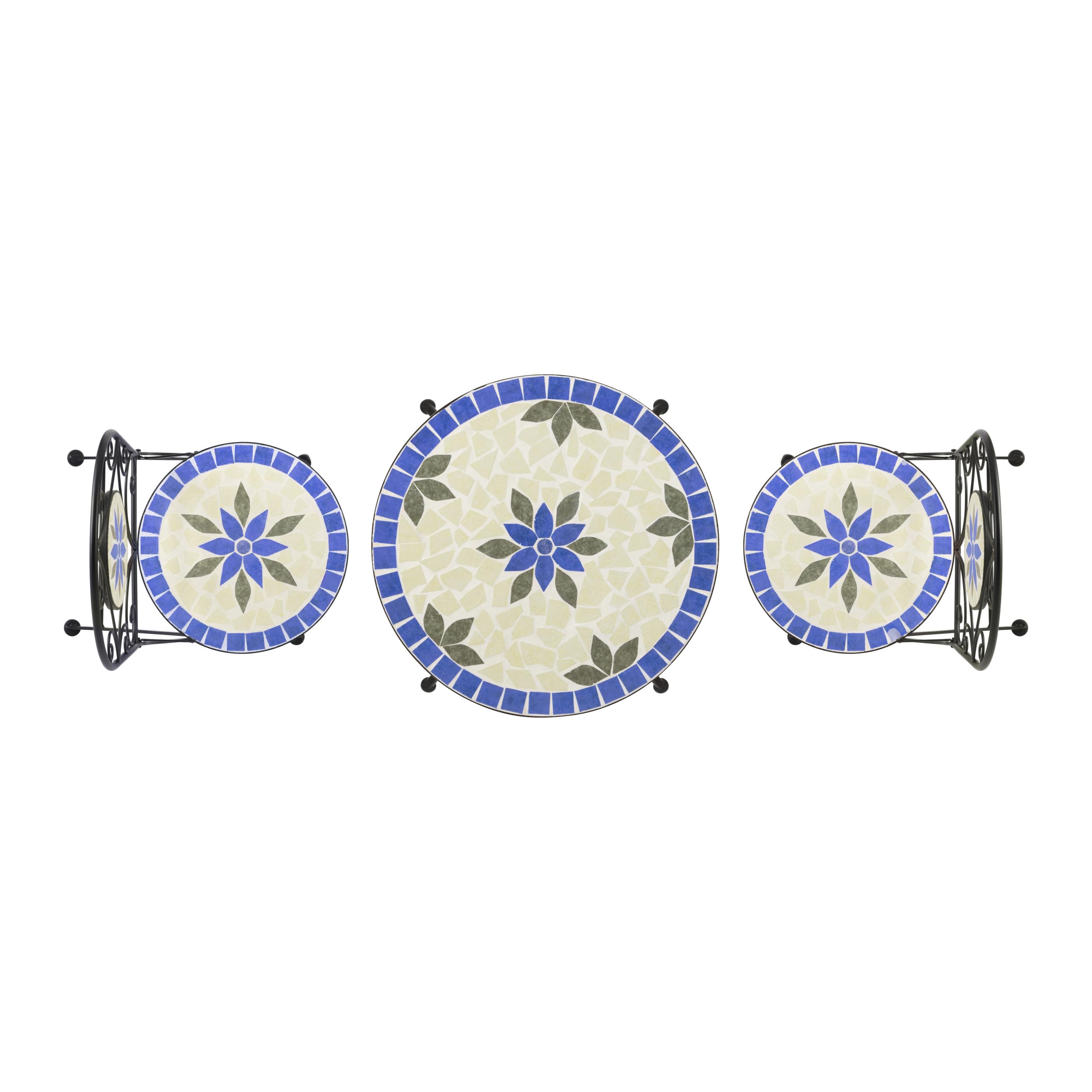Corporation Blue and Beige Mosaic Bistro Set