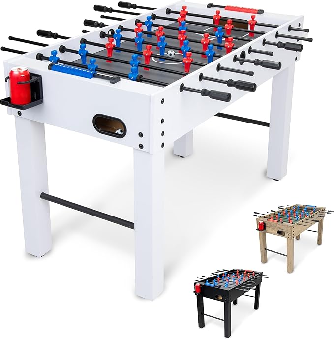 48 Inch Game Room Size Foosball Table - Oak Finish - Includes 4 Balls and 2 Cup Holders