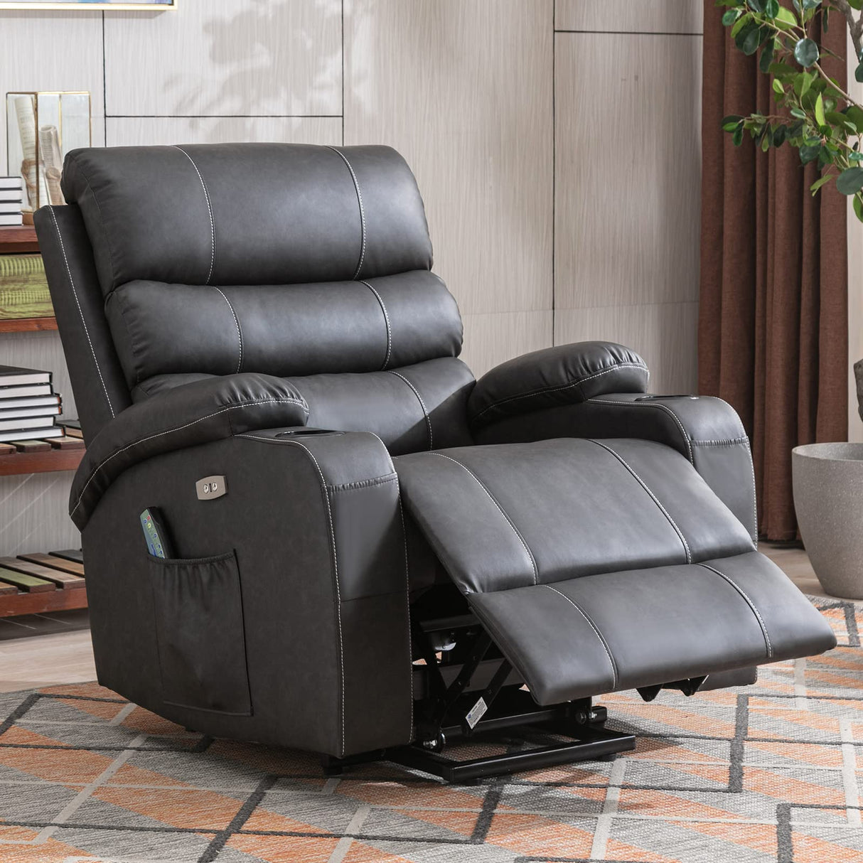 Lift Recliner Chair - Breath Leather Electric Recliner for Elderly - Heavy Duty Reclining