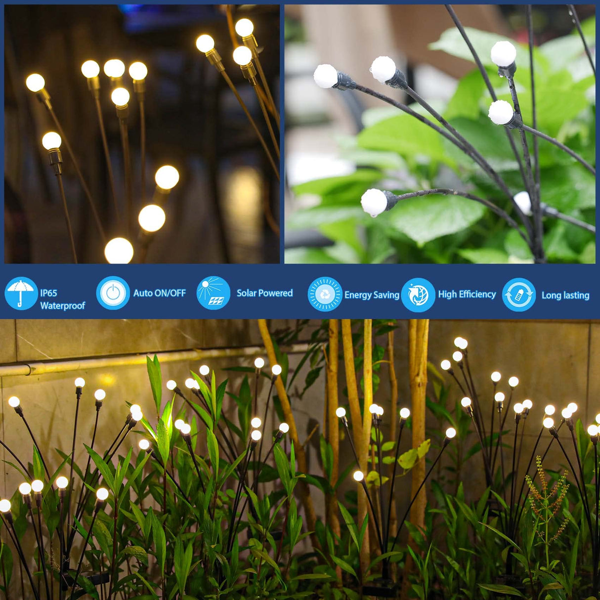 Solar Garden Lights - Upgraded Solar Swaying Light, Sway by Wind