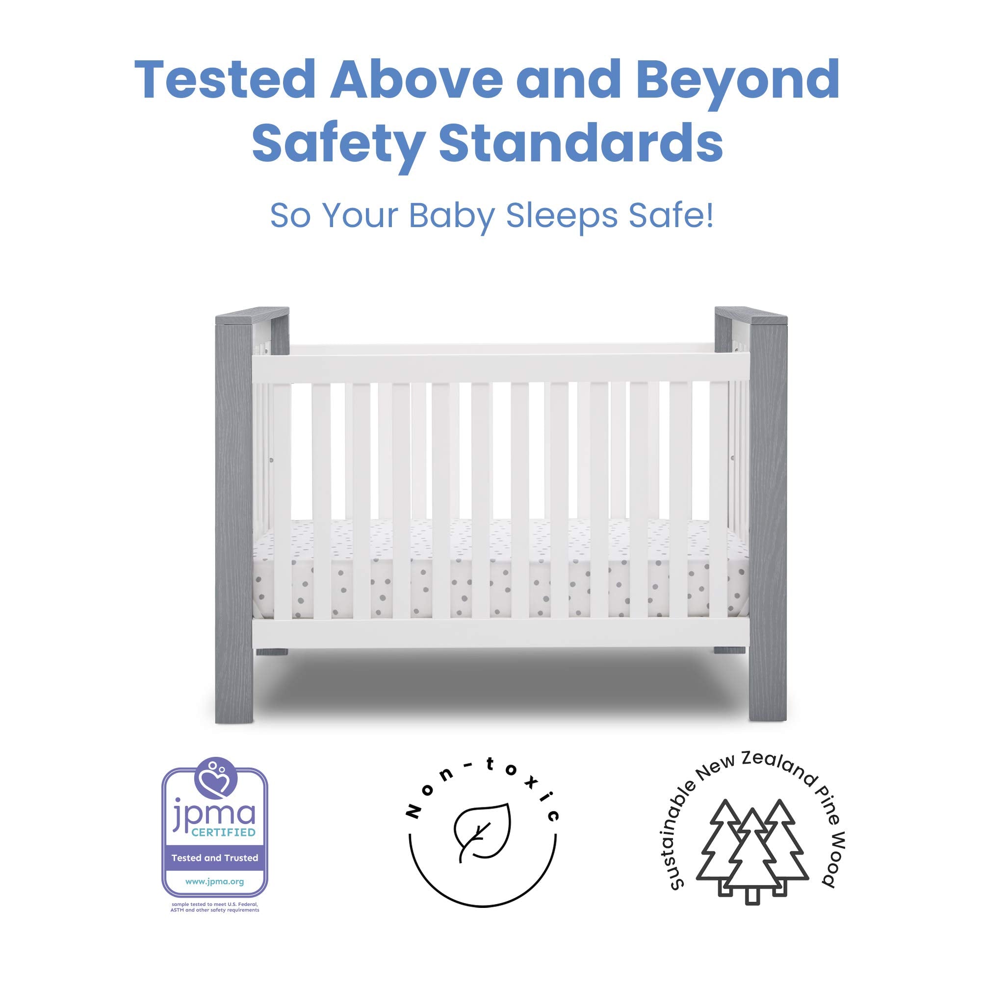 Miles 4-in-1 Convertible Crib, Bianca White/Textured Cloud