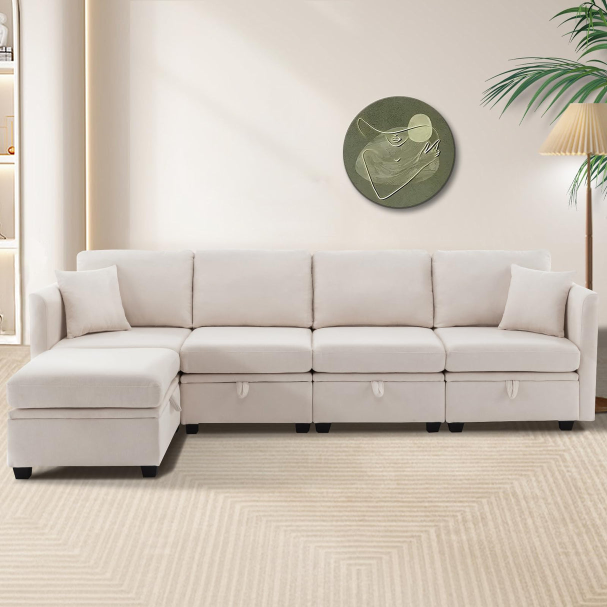 Modular Sectional Sofa,U Shaped L Shaped Sectional Couch with Storage 5 Seats,