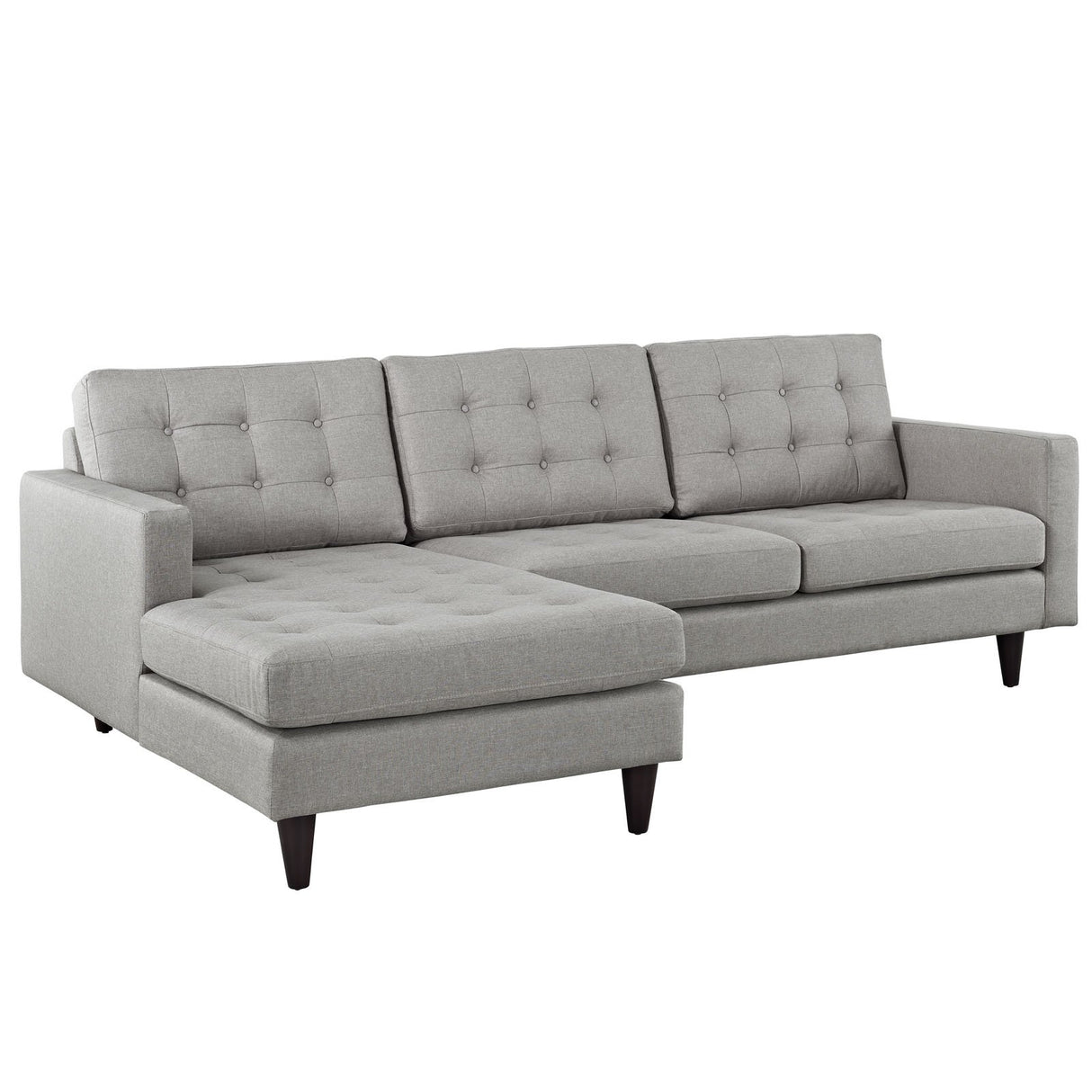 Empress Mid-Century Modern Upholstered Fabric Left-Arm Facing Sectional Sofa in Light Gray