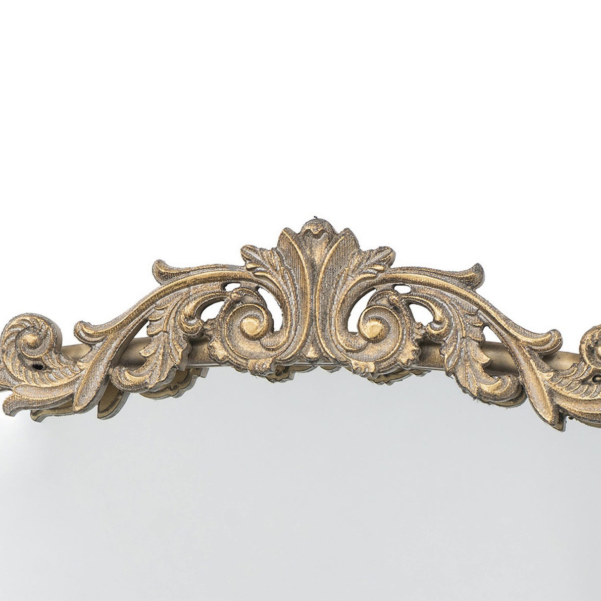 Kea 42 Inch Large Wall Mirror, Curved Metal Frame, Baroque Design,