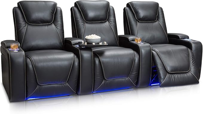 Equinox - Home Theater Seating - Living Room - Top Grain Leather - Power Recline