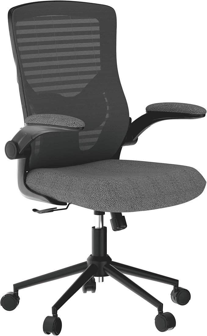 High Back Desk Chair with Adjustable Lumbar Support, Ergonomic Mesh Computer Chair with Premium Cold-Cured Cushion, Height Liftable Swivel Chair, Black/Grey