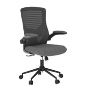 High Back Desk Chair with Adjustable Lumbar Support, Ergonomic Mesh Computer Chair with Premium Cold-Cured Cushion, Height Liftable Swivel Chair, Black/Grey