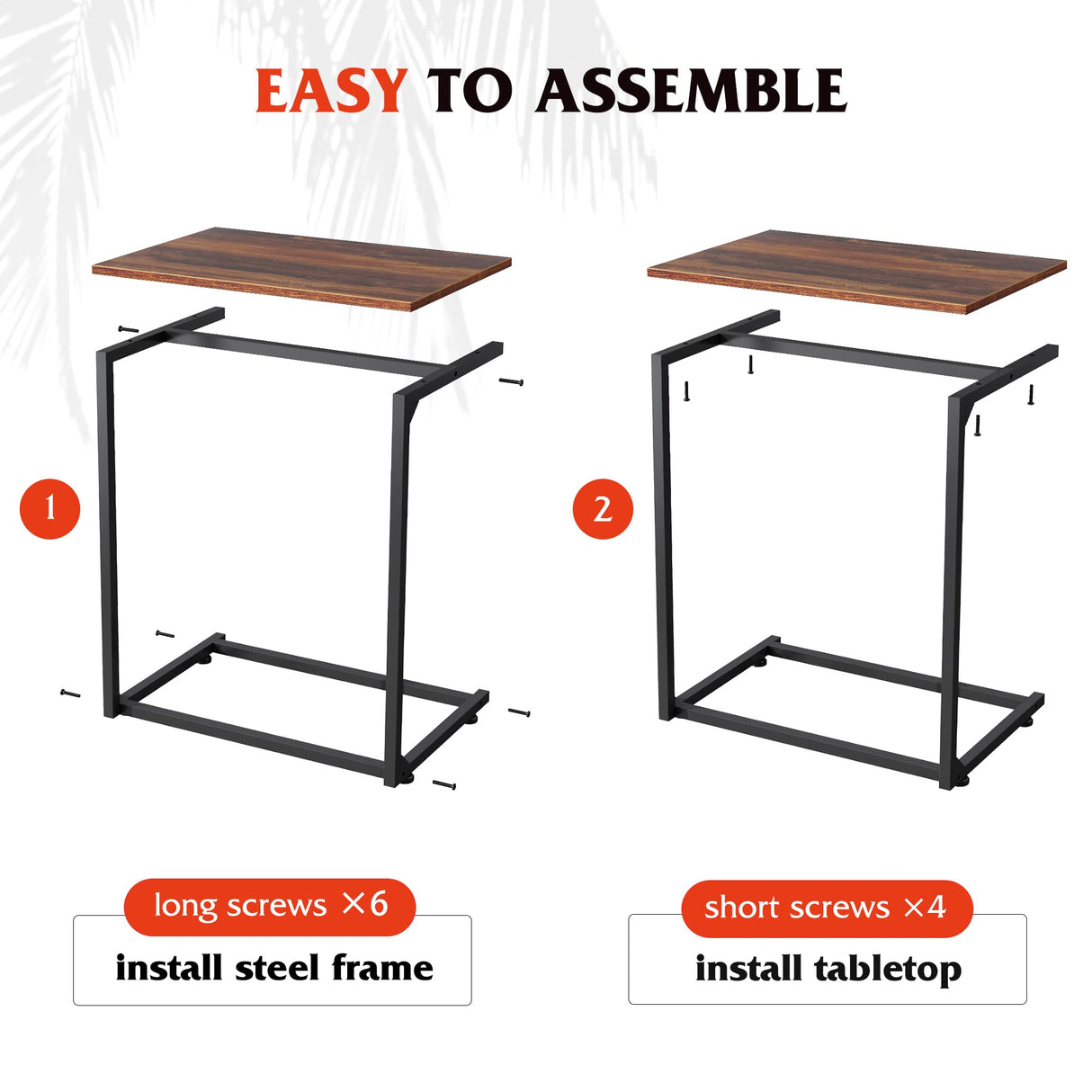 Wide Snack Side Table, C Shaped End Table for Sofa Couch and Bed, Laptop Table