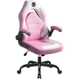 Ergonomic Gaming Chair with Lumbar Support - Pink Leather High-Back Office Chair