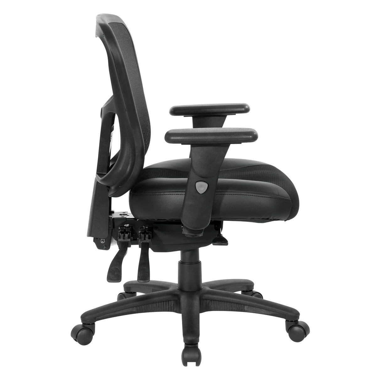 Breathable High Back Manager's Chair with Leather and Mesh Seat, Adjustable Height