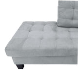 3 Piece Modern Tufted Micro Suede L Shaped Sectional Sofa