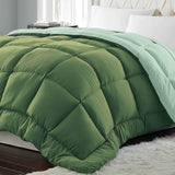 Home Fashions Comforter Breathable Microfiber Duvet Insert, Summer Cooling Winter Warm Reversible Down Alternative Quilt Comforter for All Season, Full/Queen, Olive/Sage