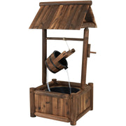Rustic Wooden Wishing Well Water Fountain - Outdoor Fountain & Backyard Water