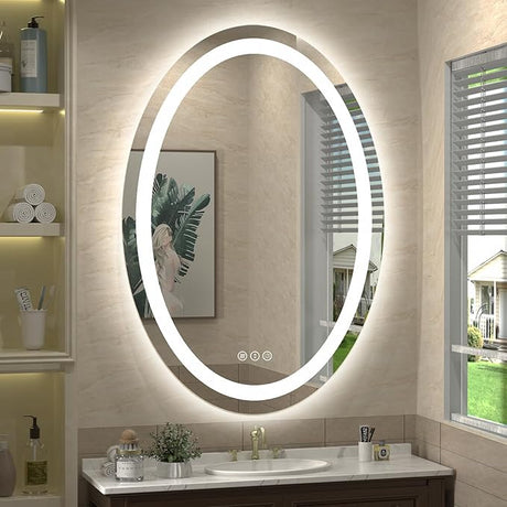 Oval LED Bathroom Mirror 24x36, Lighted Vanity Mirror for Wall, Anti-Fog, Shatter-Proof