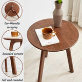 Accent Side/End Table - 100% Solid Oak Wood with 3 Legs Design - Small Round Side Table