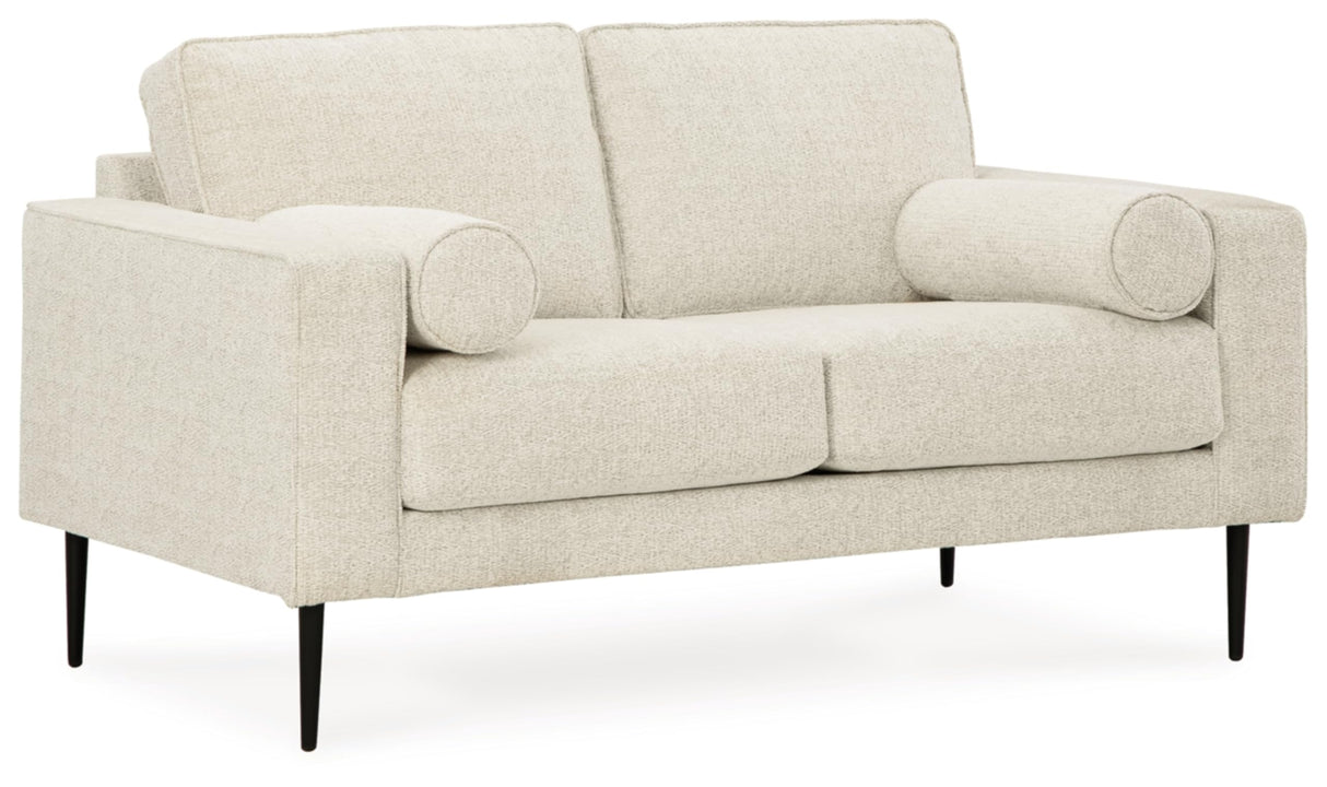 Hazela Contemporary Loveseat with 2 Bolster Pillows, Beige