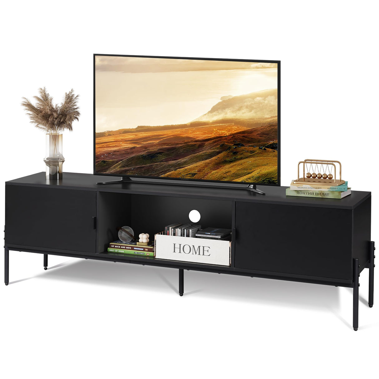 Modern TV Stand for 65 Inch TV, Mid Century Entainment Center with Storage