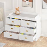 Dresser for Bedroom with 6 Drawers, Wide Chest of Drawers with Changing Table Top
