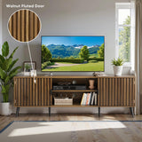 Fluted TV Stand for 30 to 55 inch TV, Modern Mid Century Entertainment Center with Storage,