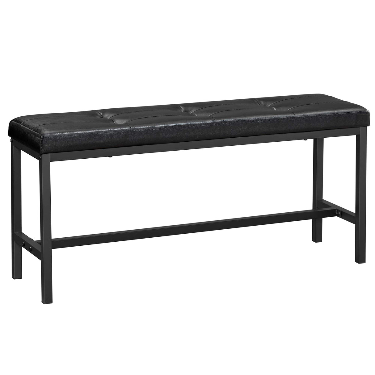 Dining Table Bench, Ottoman Bench with PU Leather Padded Seat, Steel Frame