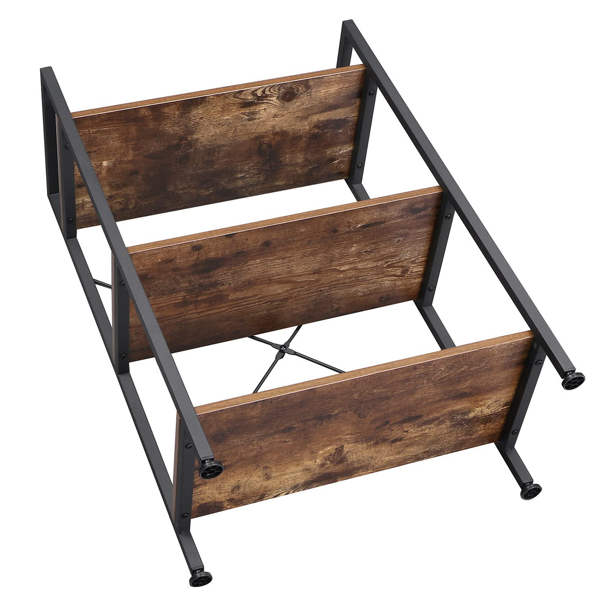 37" H 3 Tier Bookshelf, Rustic Small Book Shelf for Small Spaces, Brown Wooden Shelves