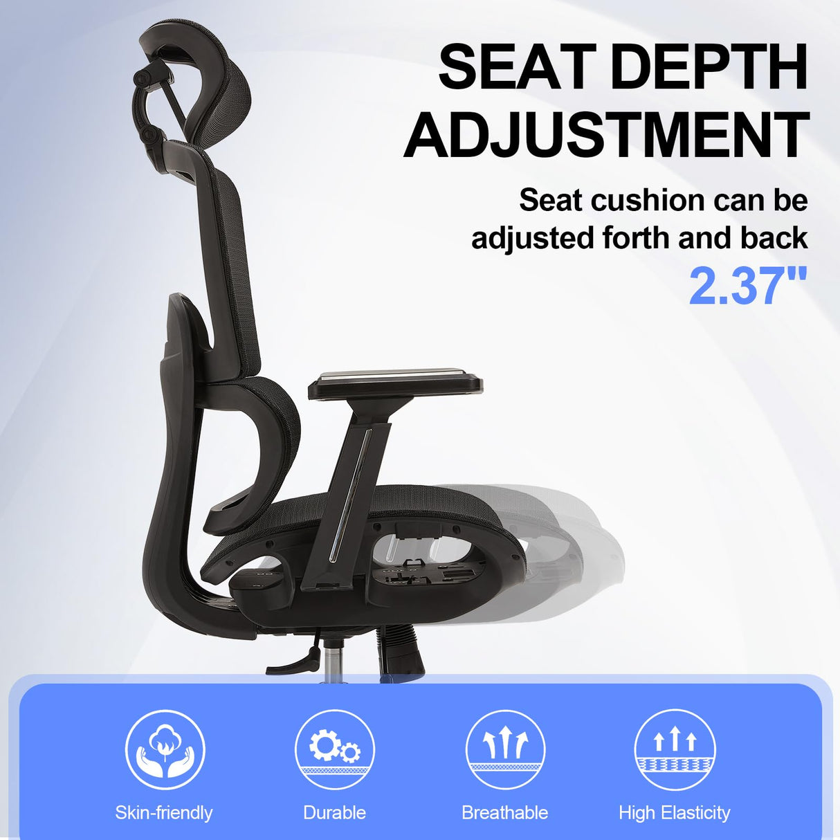 A100 Ergonomic Office Chair, Home Office Chair, with 3D Armrests and Adjustable