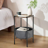 Side Table with Fabric Basket, Sofa Table with Metal Frame & Wood Top, Mufti-Functional